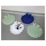 Four Glass Figural Cat Plates