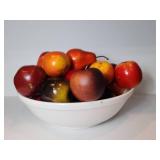 White Ceramic Bowl with Faux Fruits