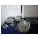 Pressed Glass Tableware Set with Serving Pieces