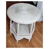 White Wicker Ottoman Side Table