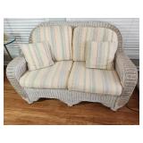 White Wicker Loveseat Sofa