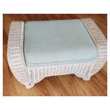 Wicker Ottoman with Light Green Cushion