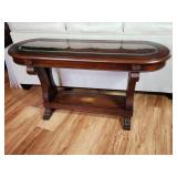 Oval Wood Console Table Glass Top