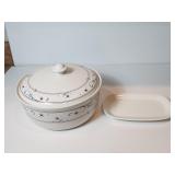 Ceramic Covered Casserole Dish and Tray Set