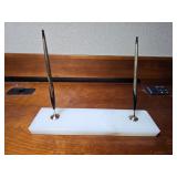 Cross Gold Plated Pen and White Marble Base Set