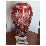 Red Cut Crystal Vase
