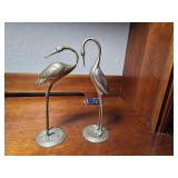 Pair of Brass Crane Figurines
