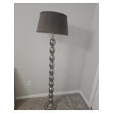 Chrome Orb Floor Lamp with Gray Shade