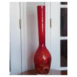 Squnion Red Glass Decorative Vase