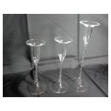 Tapered Glass Candlestick Holders, Set of 3