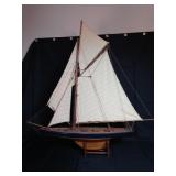 Handcrafted Wooden Sailboat Model Display