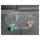 Glass Cake Stand with Gemstone Feet