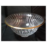 Gold Rimmed Crystal Swirl Serving Bowl