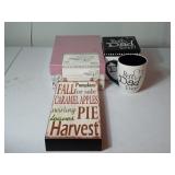 Photo & Video Storage Box, Fall Harvest Sign, and