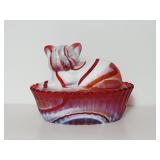 Westmoreland Glass Red Slag Cat on Nest