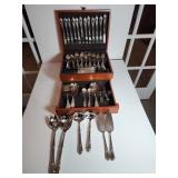 Silver-Plated Flatware Set in Wood Case