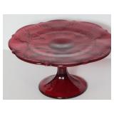 Ruby Red Glass Footed Compote