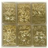 6 Nintendo Pokemon Limited Edition 23K Gold Plated