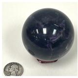 Purple Iridescent Stone Sphere. Marble & Opal like