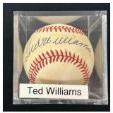 Ted Williams Autographed Home Run Ball. w/COA.