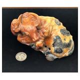 Chinese Antique Old Hetian Red Jade Stone Carving