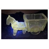 Horse & Cart Uranium Glass Small Planter