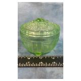 Small Green Uranium Glass Lidded Dish