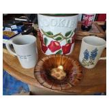 Cookie Jar, (2) Marshall Texas Mugs & Candleware