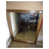 Wood Frame Beveled Glass Mirror, 27.5" x 33"
