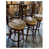 (3) Padded Suede Seat Swivel Barstools