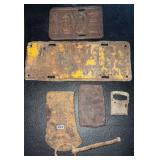 Rusty Metal Finds, Axe Head, License Plate & More