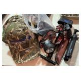 (4) New Camo Hats, Leather Knife Sheath,