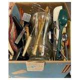 Large Tub of Kitchen Utensils, Flatware & More