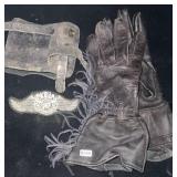 Ladies Leather Fringe Gloves, Size Small & Leather