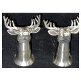 (2) Pewter Elk Head Shot Glasses