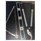 Bow Saw, Loppers & Level