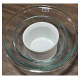 (2) Glass Mixing Bowls & Ceramic Ramekin