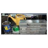Hardware Bin w/Contents & Plant Watering Can