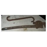 Antique 24" Pipe Wrench & Hand Forged Hook