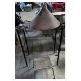 Metal Shelf Unit, Step Stool & Hanging Lamp