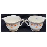 (2) Hall Autumn Leaf Ruffled D Creamers