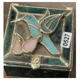Stained Glass Hummingbird Trinket Box w/Thread