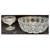 Crystal 8' Thumbprint Fruit Bowl & Sherbet Cup