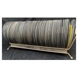 45rmp Vinyl Records in Metal Storage Rack