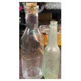 Glass Corked Absolute Milk Bottle & Green Glass