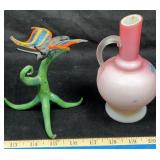 Blown Glass Butterfly & Bud Vase