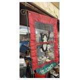 Metal Yard 70' Post w/Welcome Cat on Screen Flag