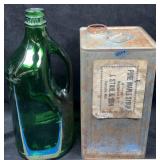Stahl & Son Maple Syrup Tin & Green Glass Jug