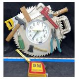 Power Tools 12' Clock & Tape Measure Wall Art
