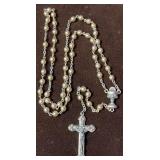 22' Vintage Pearlized Glass Bead Rosary
